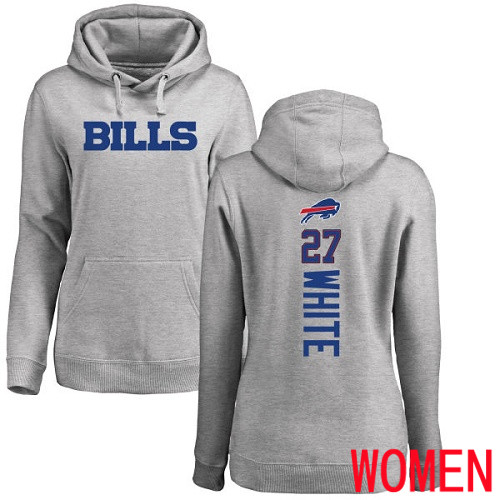NFL Women Buffalo Bills #27 Tre Davious White Ash Backer Pullover Hoodie Sweatshirt->nfl t-shirts->Sports Accessory